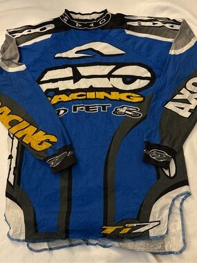 Vintage 1990’s AXO Men's Blue Long-Sleeve Motocross Jersey - Large